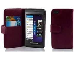 Cadorabo Hoesje geschikt voor Blackberry Z10 in BORDEAUX PAARS - Beschermhoes van getextureerd kunstleder en kaartvakje Book Case Cover Etui
