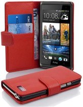 Cadorabo Hoesje geschikt voor HTC Desire 600 in INFERNO ROOD - Beschermhoes van getextureerd kunstleder en kaartvakje Book Case Cover Etui