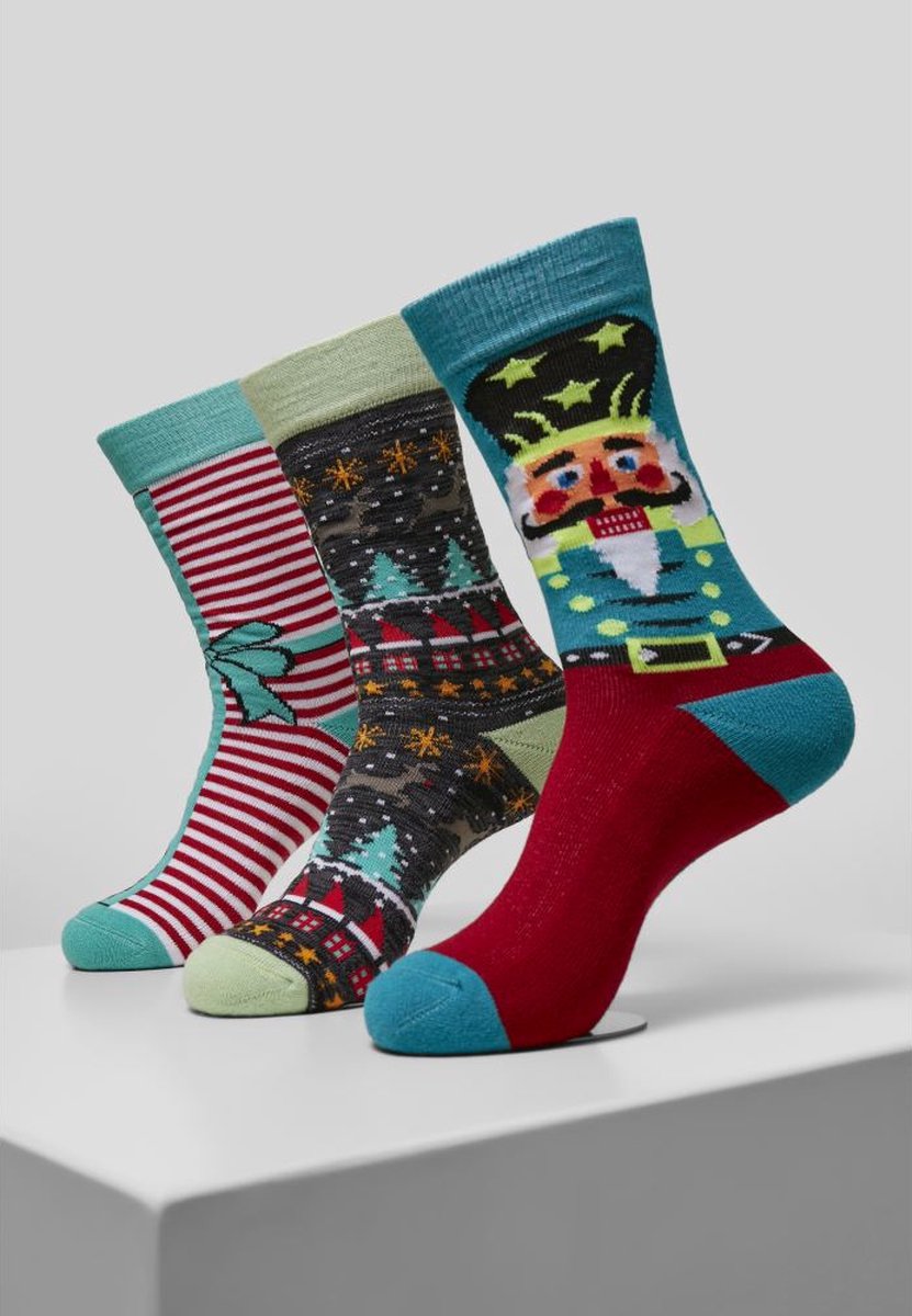 Urban Classics Christmas Nutcracker 3-Pack Sokken 43/46 Multicolours Multicolor