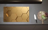 Inductieplaat Beschermer - Hexagon Wand in het Goud - 80x52 cm - 2 mm Dik - Inductie Beschermer van Vinyl
