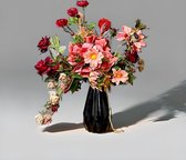 Seta Fiori - Peach rood trendy kunst bloemen boeket - 60cm.