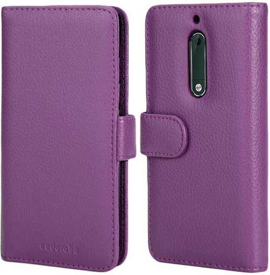 Coque Cadorabo pour Nokia 5 2017 VIOLET BORDEAUX - Coque de protection avec fermeture magnétique et 3 emplacements pour cartes