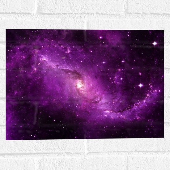 Muursticker - Prachtige Paarse Galaxy Lucht met Sterren - 40x30 cm Foto op Muursticker