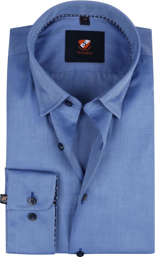 Suitable - Overhemd Twill Blauw - Maat 39 - Slim-fit | bol.com