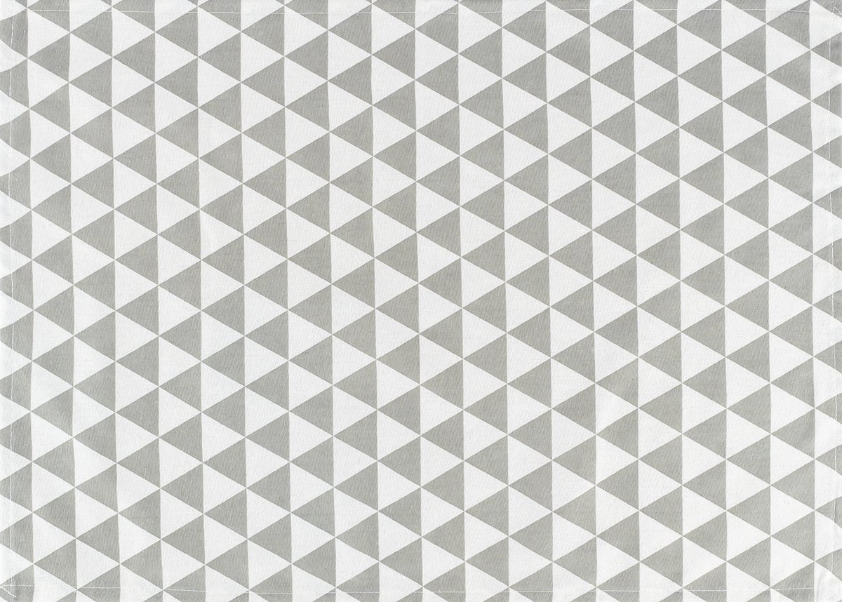 Krumble Theedoek - Keukendoek - Handdoek - Glazendoeken - Keukentextiel - Driehoek patroon - Katoen - Grijs/Wit - 60 x 40 cm