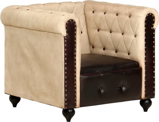 vidaXL Fauteuil Chesterfield-stijl echt leer bruin