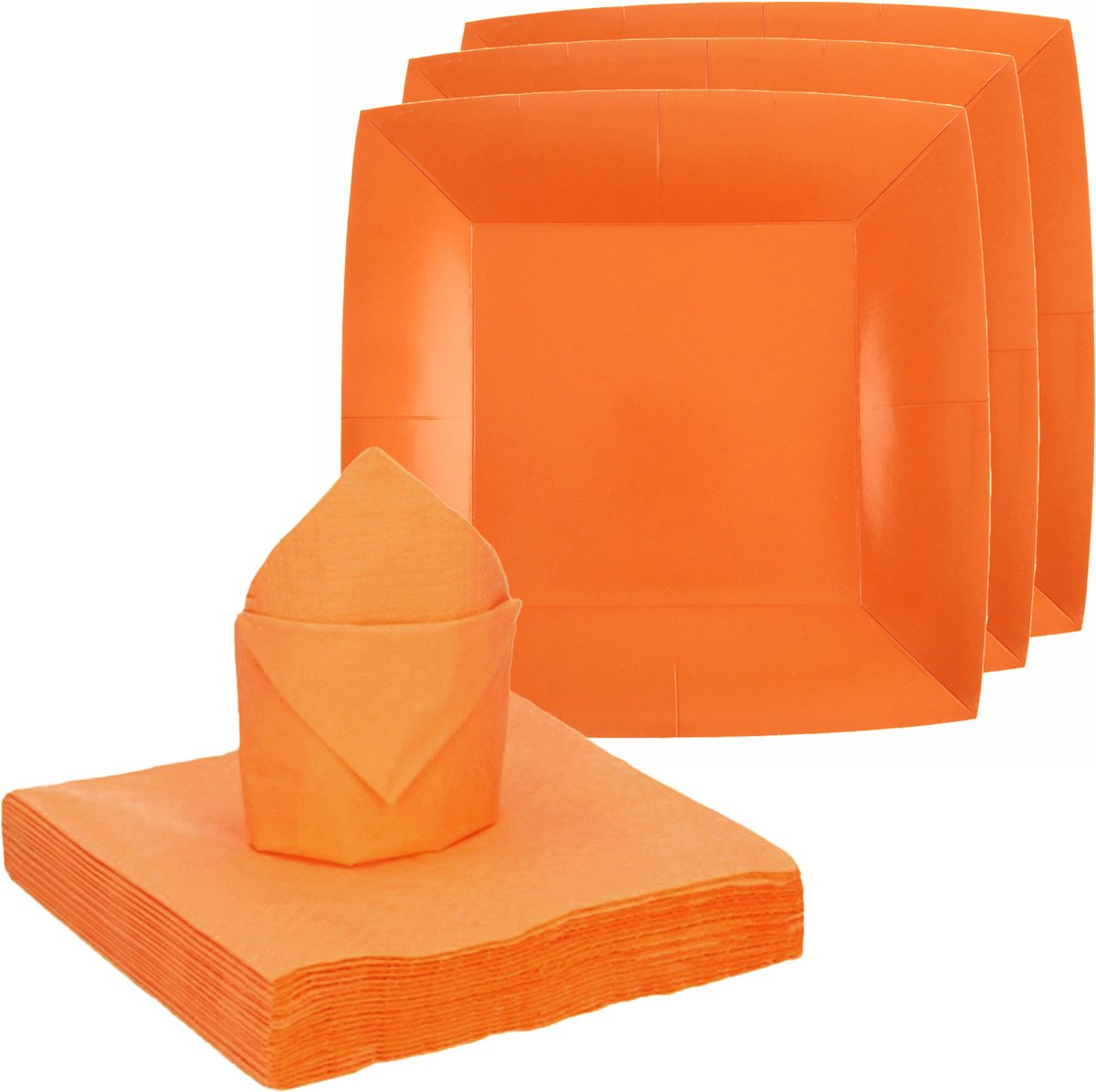 Santex feest/verjaardag servies set - 20x gebaksbordjes/25x servetten - oranje - karton