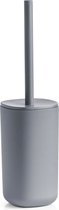 Zeller WC/Toiletborstel in houder kunststof - grijs - D9 x 35 cm - modern design