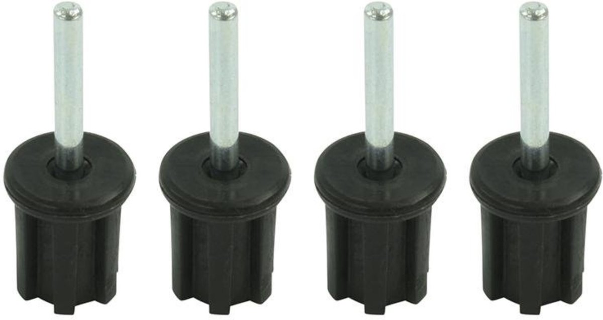 ProPlus Tentstokdop - boventop met pin - Ø 25 mm - set van 4 stuks - zwart/zilver