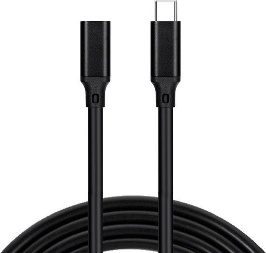 Techvavo® USB-C Verlengkabel - USB-C Male naar Female - USB 3.1 Type-C Extension Kabel - Data & Opladen - 1 Meter - Zwart