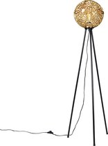 QAZQA maro - Art Deco Vloerlamp | Staande Lamp - 1 lichts - H 140 cm - Zwart Goud - Woonkamer | Slaapkamer | Keuken
