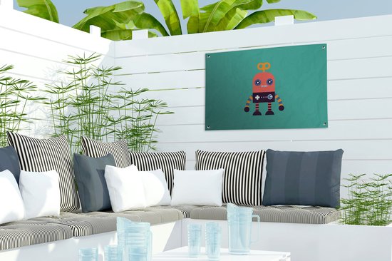 Décoration de jardin Robot - Jouets - Visage - Rose - Garçons - Enfants - 60x40 cm - Affiche de jardin - Toile de jardin - Affiche d'extérieur
