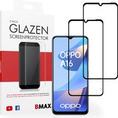 2-pack BMAX geschikt voor OPPO A16 Screenprotector - Full Cover - Gehard glas - Tempered glas - OPPO screenprotectors 2 stuks - Telefoonglaasje - Beschermglas - Glasplaatje - Screensaver - Screen protector - Case friendly - Zwart