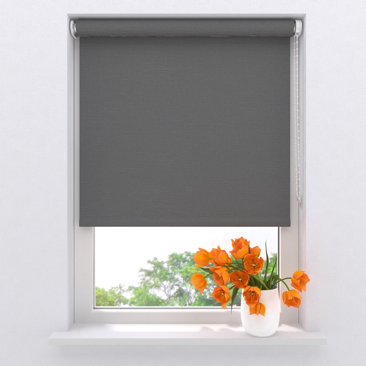 Rolgordijn Easy Texture Verduisterend Anthracite 110 x 190