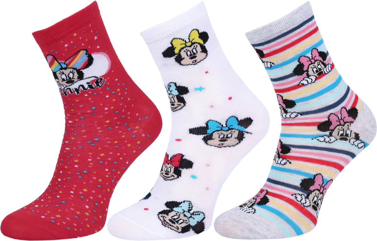 Minnie Mouse DISNEY - 3x Kleurrijke sokken voor meisjes / 26.5 - 30.5