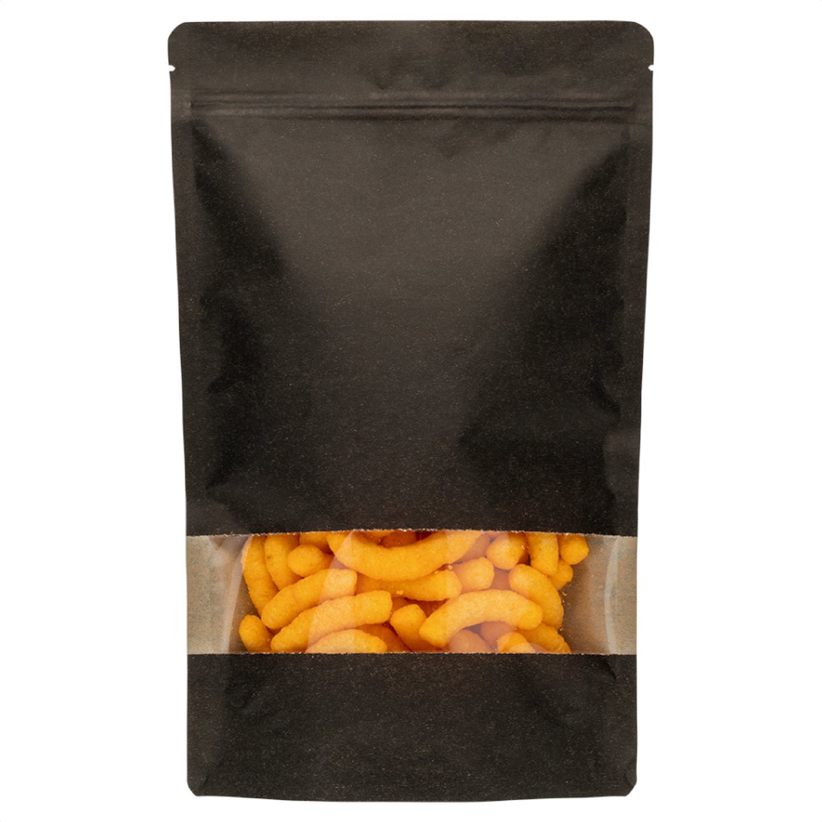 100x Stazakken Kraftpapier Zwart Met Venster 180 x 255 mm (1000 ml) Stazak Hersluitbaar Luchtdicht en Vochtdicht - Gripsluiting - Hersluitbare Stazak - Voedselveillig - Ziplock zakjes - Hersluitbare zakjes