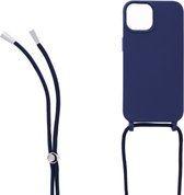 Ketting silicone telefoonhoesje Geschikt voor: iPhone 14 Plus - TPU - Silicone - Donkerblauw - ZT Accessoires