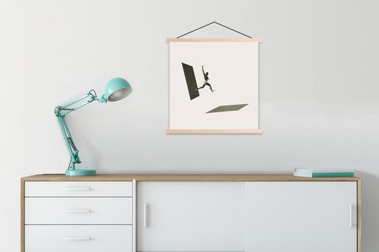 Support pour affiche avec affiche 60 x 60 cm - Affiche scolaire - Vintage - Homme - Design - Affiche textile - Lattes vierges