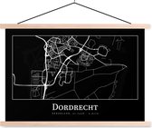 Posterhanger incl. Poster 150x100 cm - Schoolplaat - Kaart - Dordrecht - Plattegrond - Stadskaart - Textielposter - Blanke latten - Plattegrond