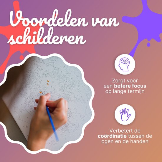 Rubye® Schilderen Op Nummer Volwassenen – Italiaanse Kust – Inclusief Penselen – Canvas Schildersdoek – Kleuren op Nummer – 40x50cm