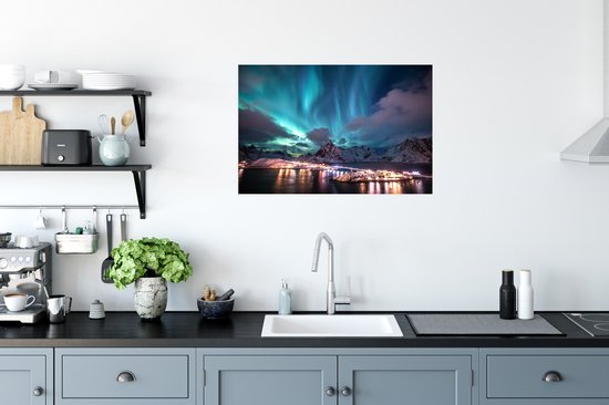 Aurores boréales bleu vif 60x40 cm