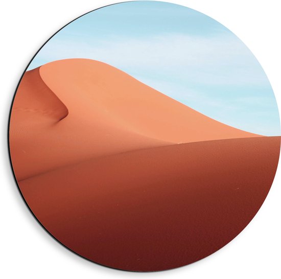 WallClassics - Dibond Muurcirkel - Zand Heuvels in de Woestijn - 40x40 cm Foto op Aluminium Muurcirkel (met ophangsysteem)
