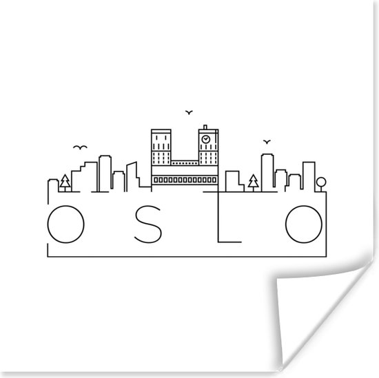 Poster Skyline "Oslo" met een witte achtergrond - 30x30 cm