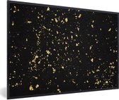 Photo encadrée - Flocons dorés sur fond noir Cadre photo noir sans passe-partout 60x40 cm - Affiche encadrée (Décoration murale salon / chambre)