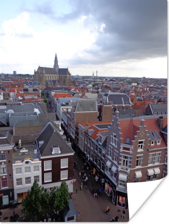 Luchtfoto van de Nederlandse stad Haarlem Poster 60x80 cm - Foto print op Poster (wanddecoratie woonkamer / slaapkamer) / Europese steden Poster