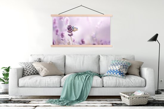 Porte-affiche avec affiche - Affiche scolaire - Lavande - Papillon - Gros plan - Violet - 150x75 cm - Lattes vierges