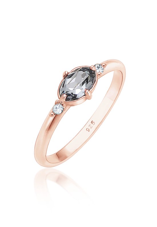 Elli Dames Ringen Dames Eenvoudig Elegant met Kristallen in 925 Sterling Zilver