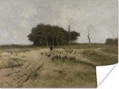 Heide bij Laren - Schilderij van Anton Mauve Poster 160x120 cm - Foto print op Poster (wanddecoratie woonkamer / slaapkamer) XXL / Groot formaat!