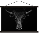 Porte-affiche avec affiche - Affiche scolaire - Taureau - Animaux - Zwart - Wit - 120x80 cm - Lattes noires