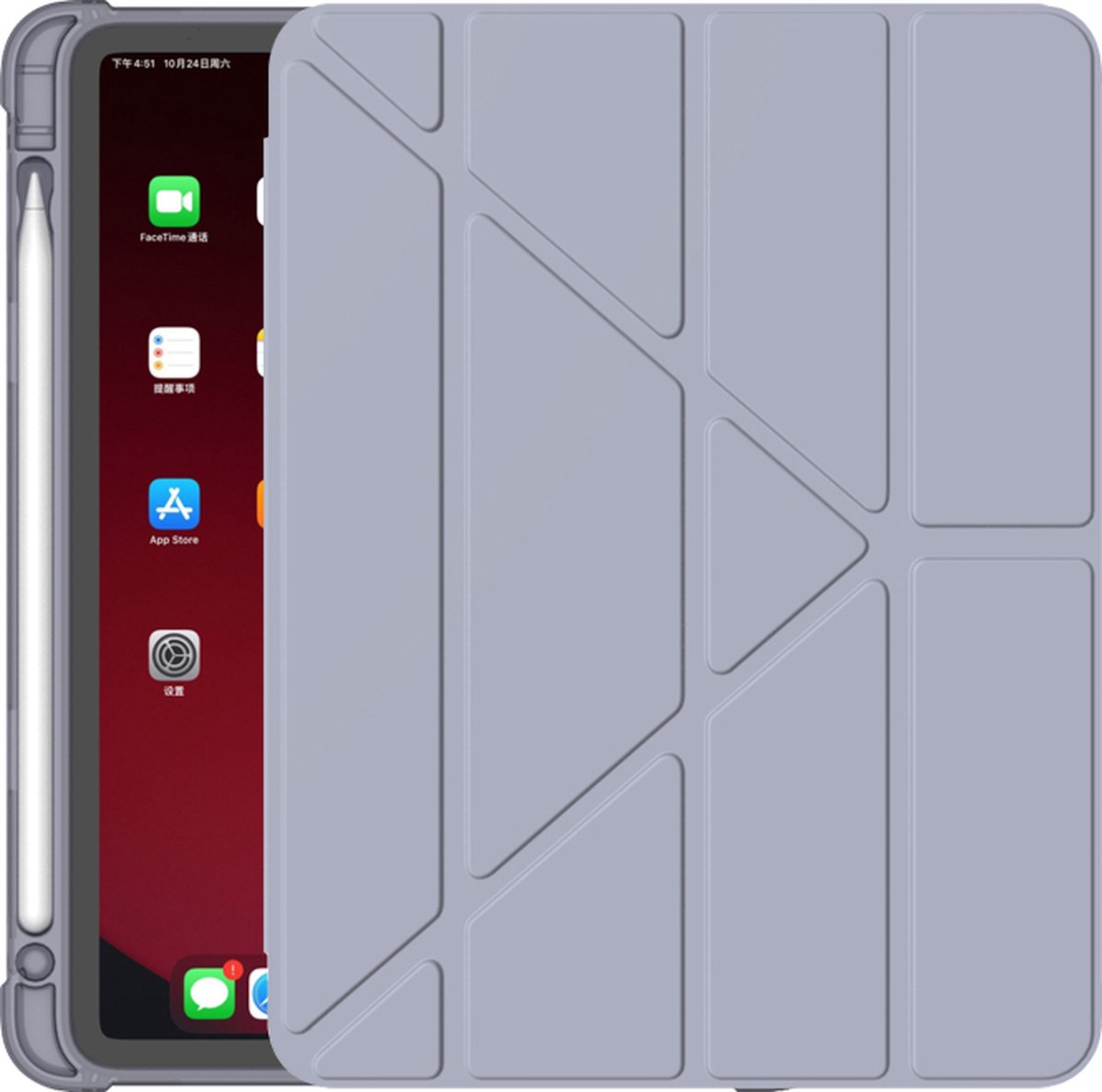 P.C.K. Hoesje/Smartcover slate grijs met een vakje voor je pen geschikt voor Apple iPad 10.2 (2019/2020)
