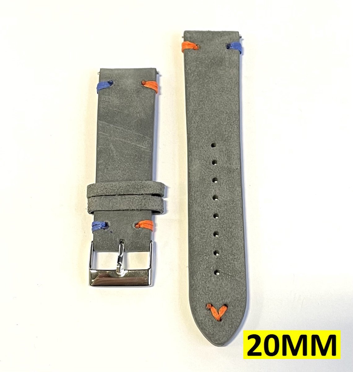 Suede Horloge Band - Horlogebandje - Nato Strap - Universeel - 20MM - Grijs