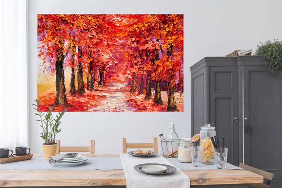 Poster Tableau - Arbres - Automne - Peinture à l'huile - 180x120 cm XXL