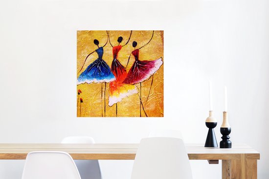 Poster Tableau - Femmes - Robe - Peinture à l'huile - 50x50 cm