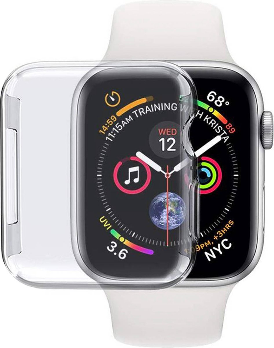 Avizar Hoes Geschikt voor Apple Watch 40 mm Siliconengel - transparant, Transparant