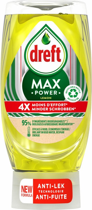 8x Dreft Max Power Afwasmiddel Lemon 370 ml | bol