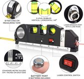 Laserwaterpas - Multifunctionele laser Zelfnivellerende verticale lijn Helderrode laser 4-in-1 infraroodlaser Kruislijnlaserband met 2,5 m meetlint (inclusief batterij)