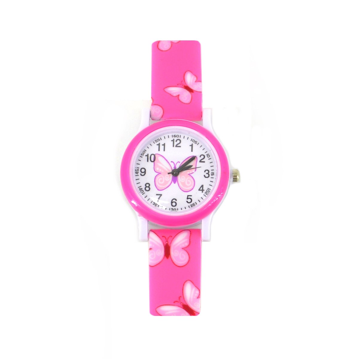 Kinder Horloge Vlinder - Roze | Ø 28 mm | Kunststof-Siliconen | Fashion Favorite