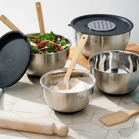 Set De 3 Bols à Mélanger En Inox Rorence - Antidérapants Avec Bec Et Couvercles
