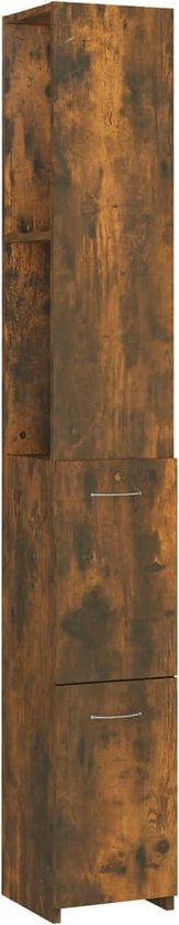 vidaXL Badkamerkast 25x26,5x170 cm bewerkt hout gerookt eikenkleurig