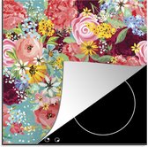 KitchenYeah® Inductie beschermer 78x78 cm - Een kleurrijke bloemdessin illustratie - Kookplaataccessoires - Afdekplaat voor kookplaat - Inductiebeschermer - Inductiemat - Inductieplaat mat
