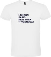 wit T-Shirt met London,Paris, New York , ’t Vennegat tekst Zwart Size XXXXL