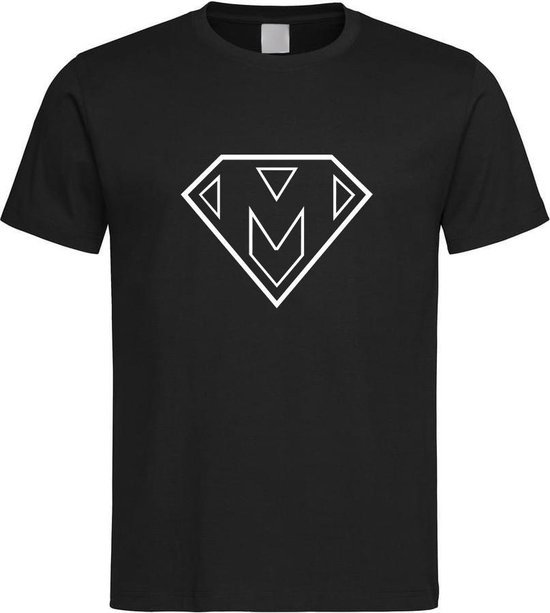 Zwart t-Shirt met letter M “ Superman “ Logo print Wit Size XL