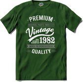 Vintage Legend Sinds 1982 - verjaardag en feest cadeau - Kado tip - T-Shirt - Unisex - Bottle Groen - Maat L