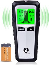 Apeiron Digitale Leidingzoeker - 5 in 1 Detector voor muren - Hout, Metaal, Leidingen, Bedrading - Zwart/Zilver - Inclusief Batterij