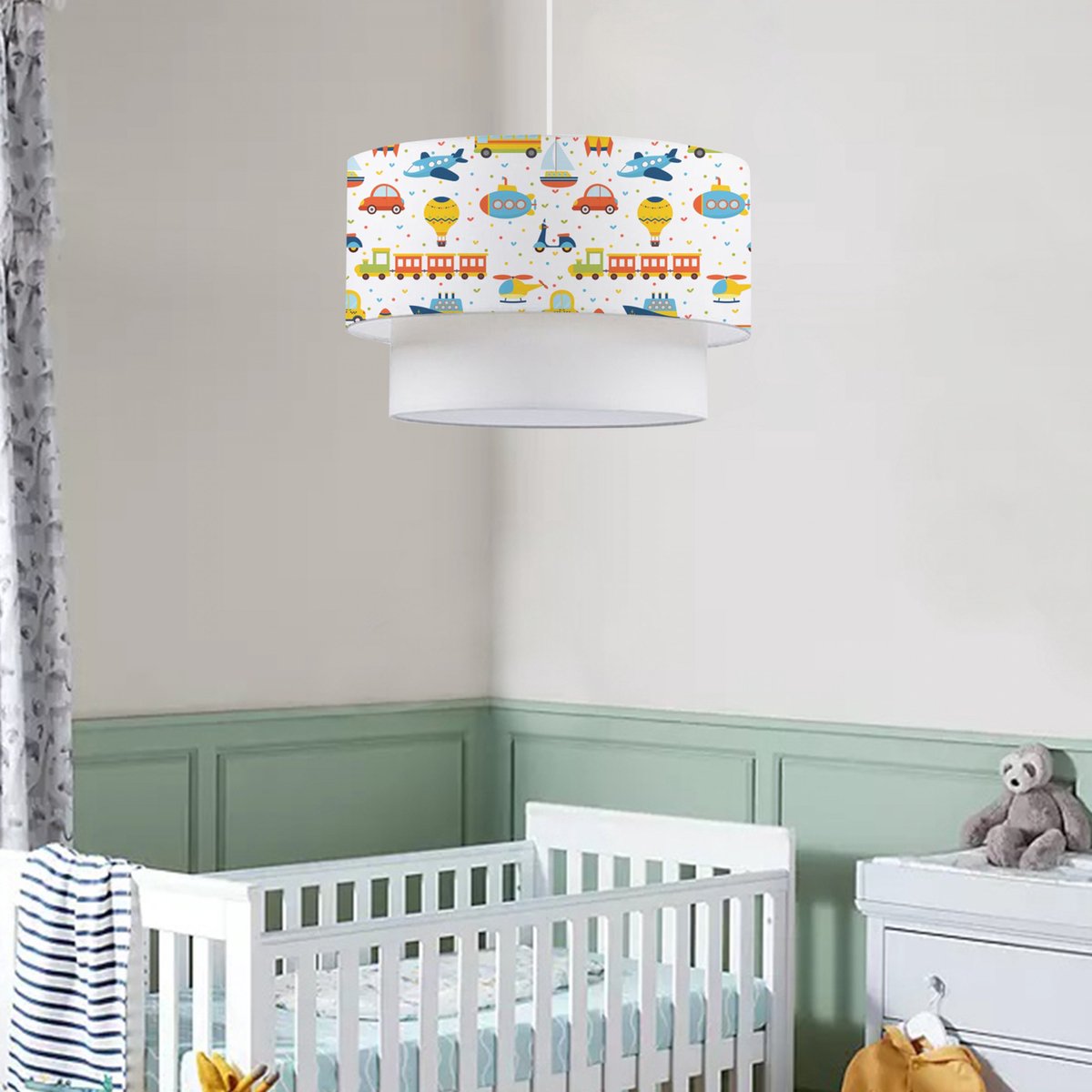 Kinder hanglamp Lurgan E27 wit met voertuigen motief lux.pro