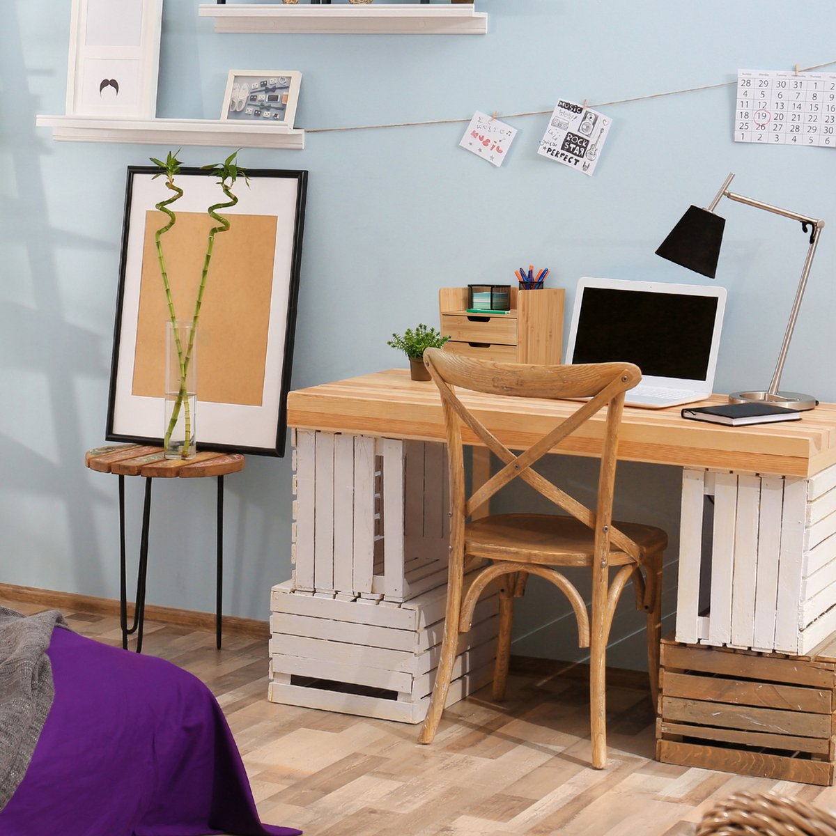 woodluv Bureau-organizer met 3 laden, bamboe, A4, stabiel, 25 x 33 x 18,5 cm (B x D x H